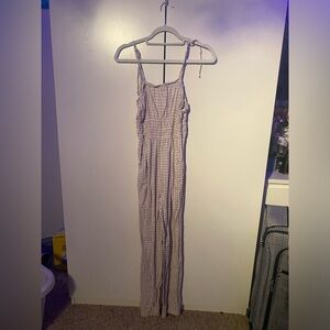 Women’s pink and white checkered romper